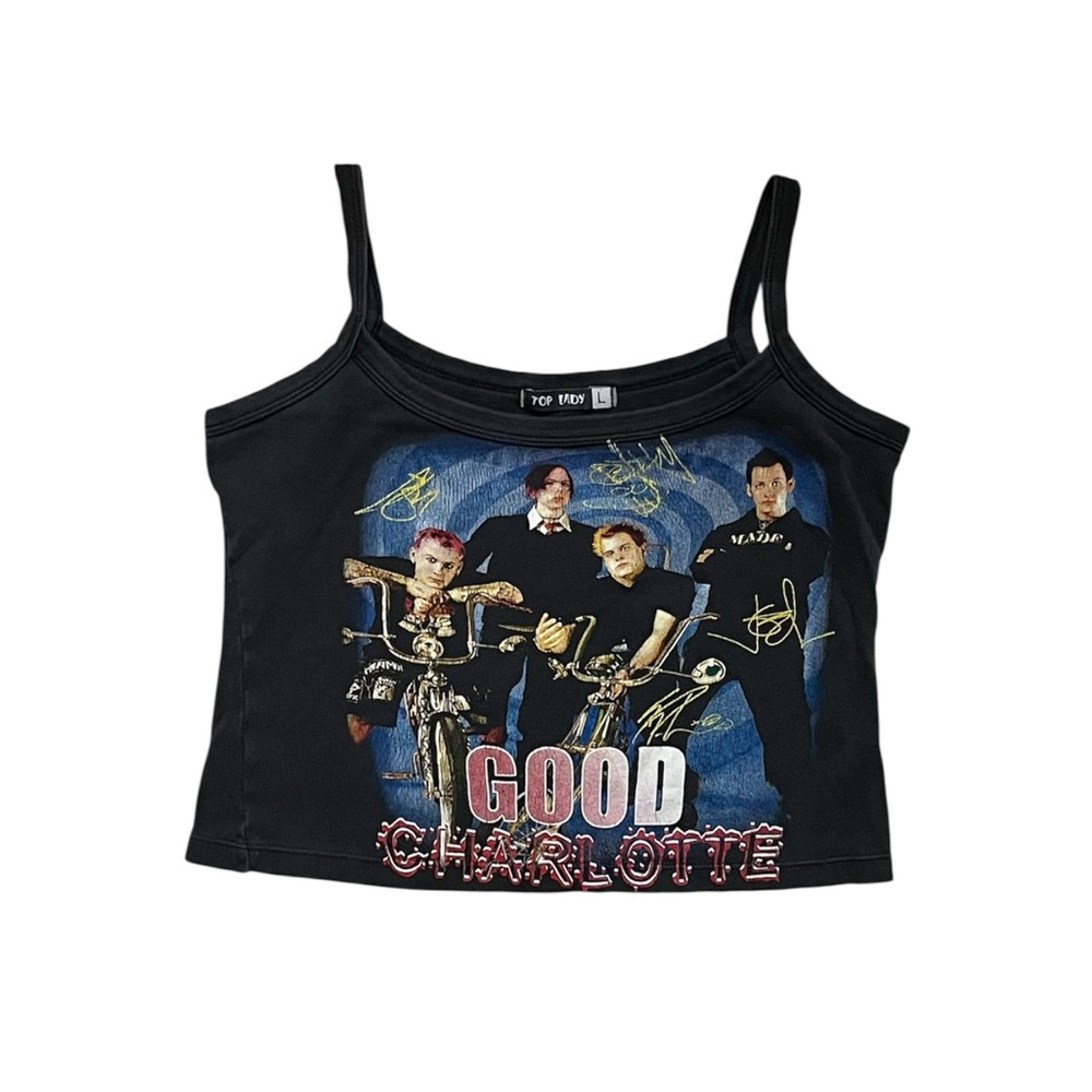 Vtg y2k Good Charlotte pop punk Black Graphic Tank Top